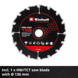 EINHELL CORDLESS CIRCULAR SAW TP-CS 18/136-C LI BL - SOLO