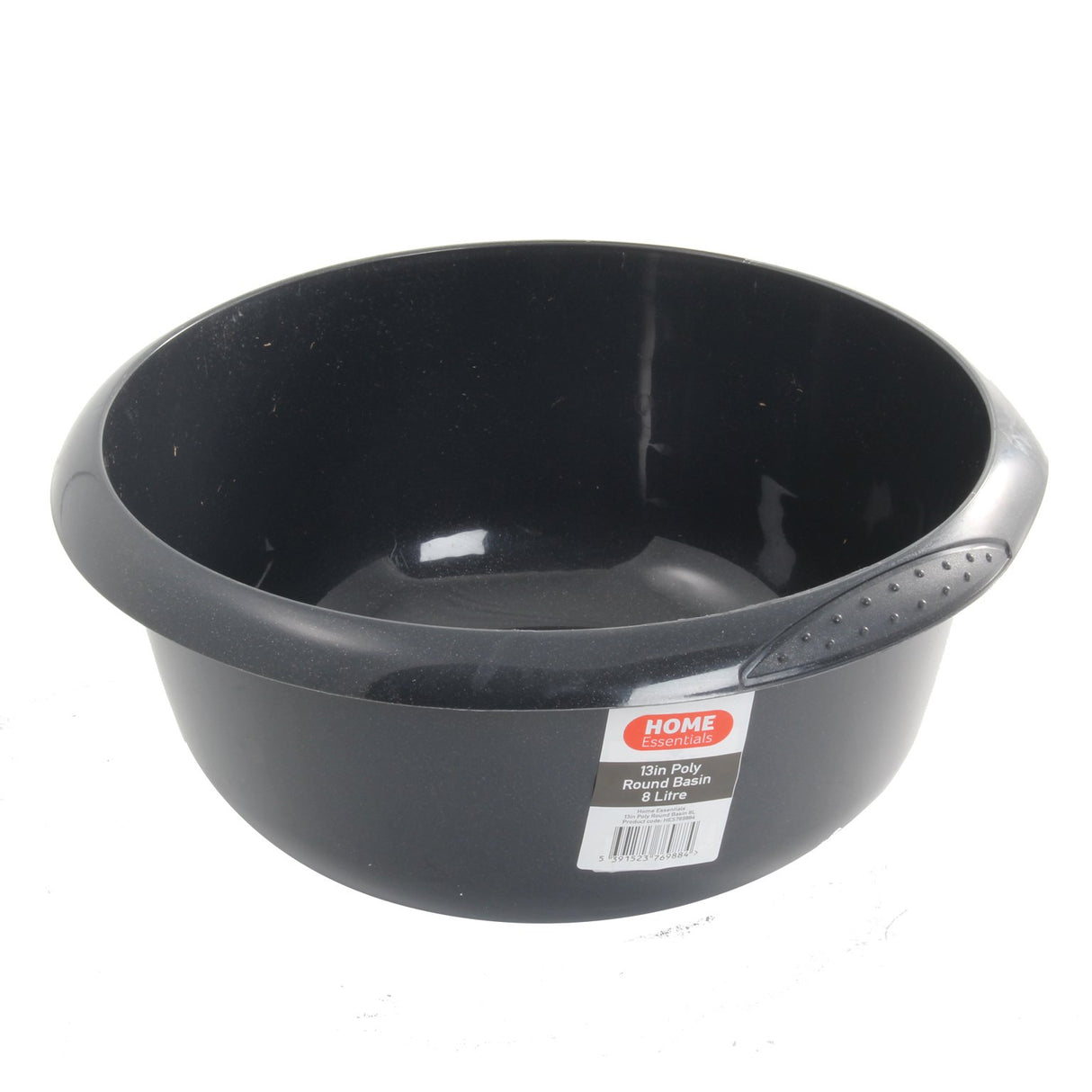 HOME ESSENTIALS 13 INCH POLY ROUND BASIN 8 LTR BLACK