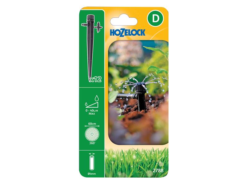 Hozelock 2788 End of Line Adjustable Mini Sprinkler on Stake 4mm (Pack 12)