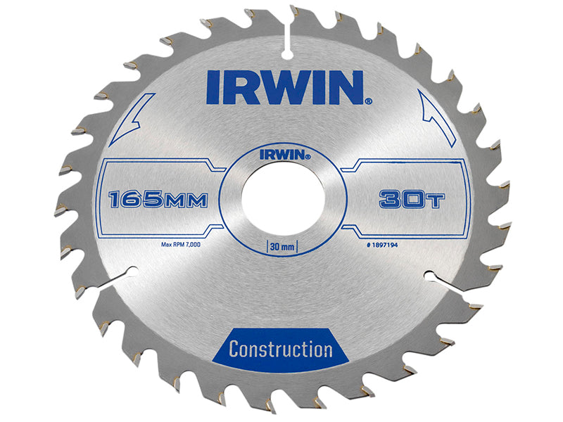 IRWIN® Construction Circular Saw Blade 165 x 30mm x 30T ATB