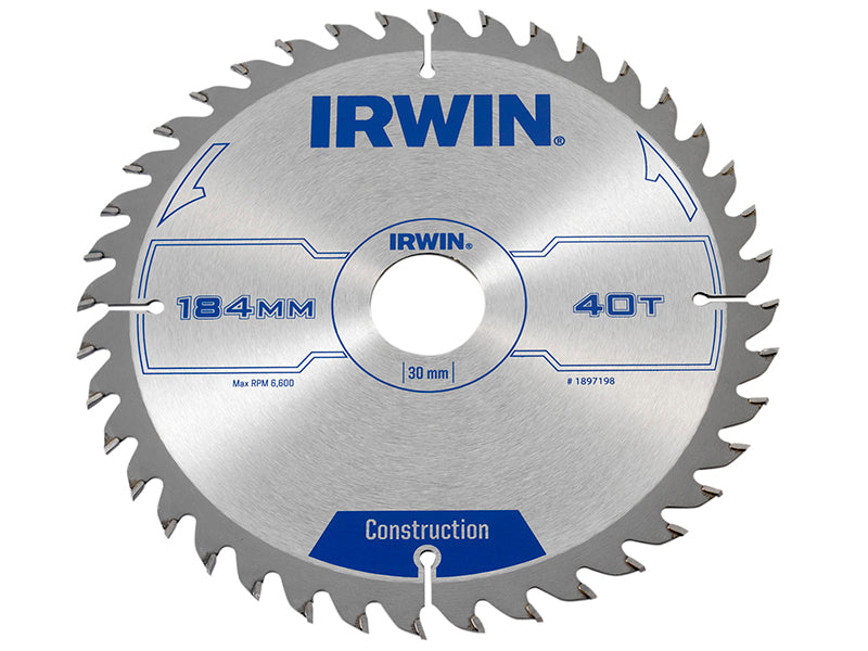 IRWIN® Construction Circular Saw Blade 184 x 30mm x 40T ATB