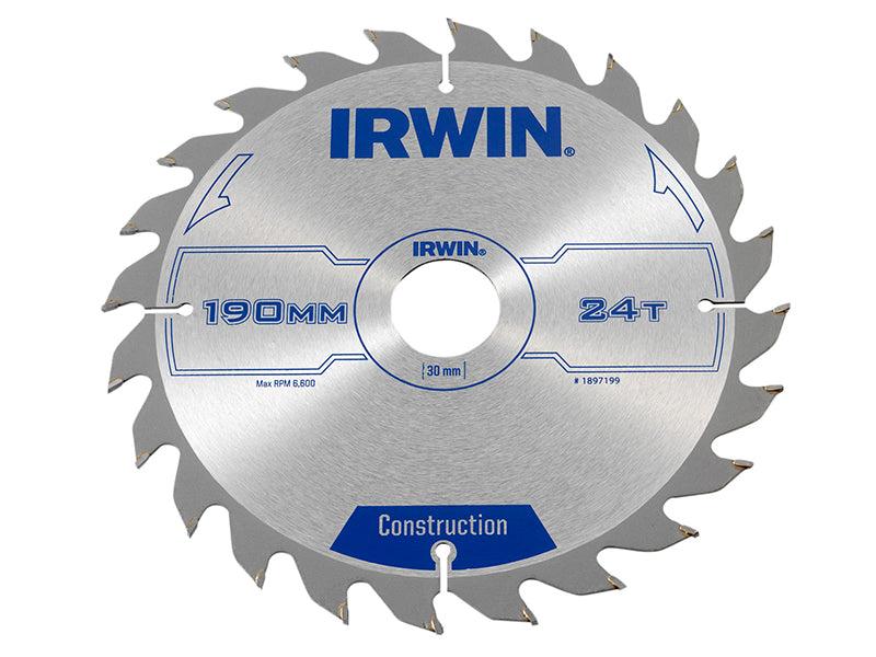 IRWIN® Construction Circular Saw Blade 190 x 30mm x 24T ATB