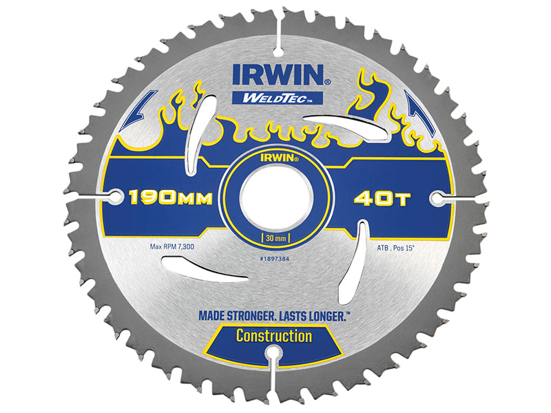 IRWIN® Weldtec Circular Saw Blade 190 x 30mm x 40T ATB