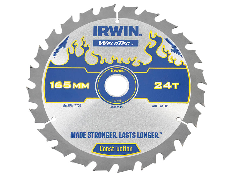 IRWIN® Weldtec Cordless Circular Saw Blade 165 x 20mm x 24T ATB