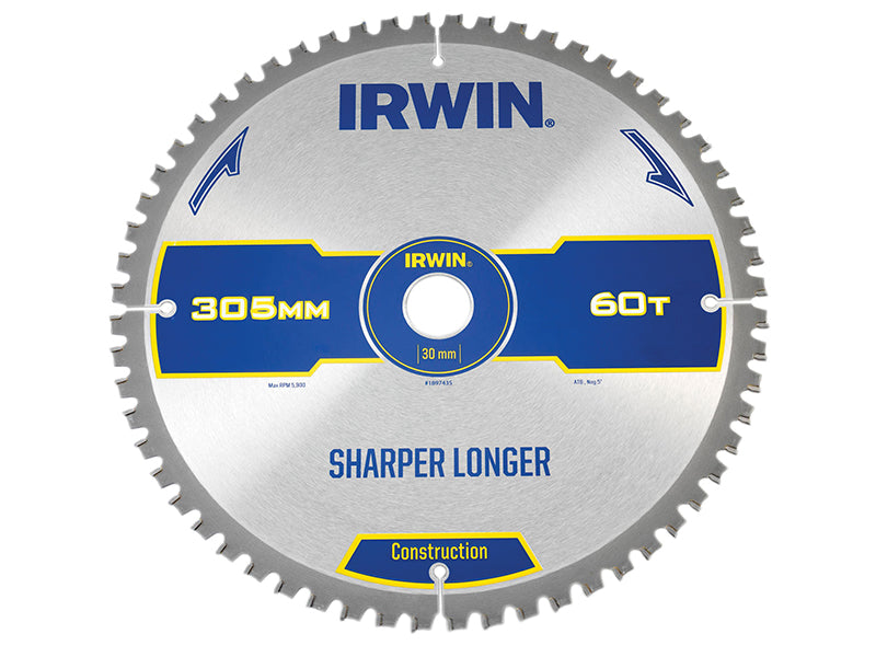 IRWIN® Construction Mitre Circular Saw Blade 305 x 30mm x 60T ATB/Neg