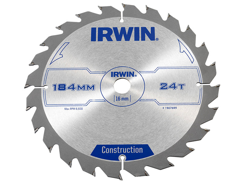 IRWIN® Construction Circular Saw Blade 184 x 16mm x 24T ATB