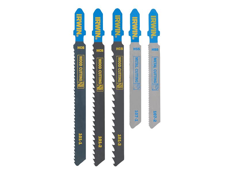 IRWIN® HCS/HSS T-Shank Jigsaw Blade Set, 5 Piece