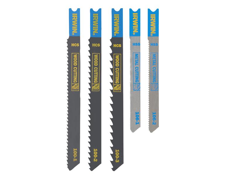 IRWIN® HCS/HSS U-Shank Jigsaw Blade Set, 5 Piece