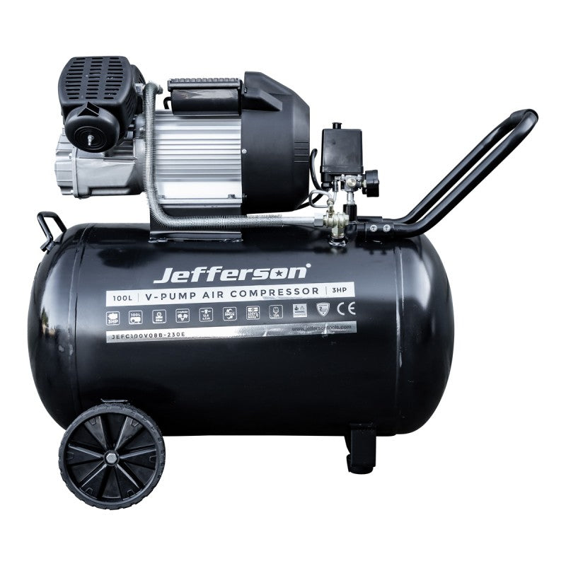 JEFFERSON 100 LITRE 3HP 8 BAR V PUMP COMPRESSOR (230V)