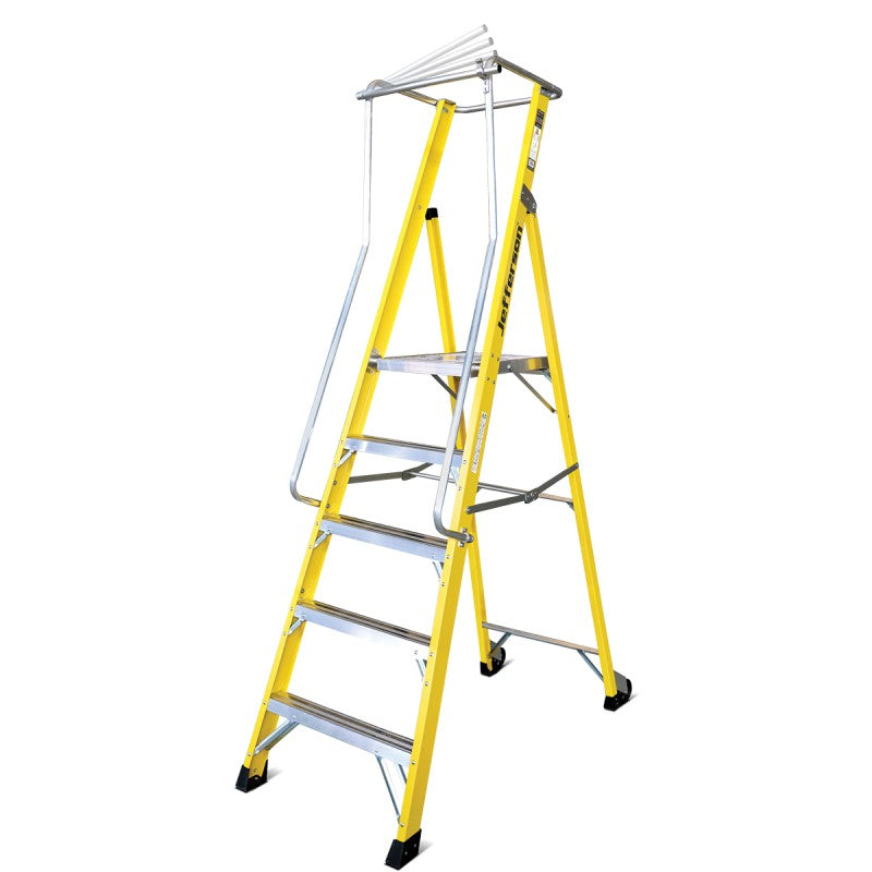 JEFFERSON 5 TREAD WIDE PLATFORM PODIUM STEP LADDER WITH HANDRAILS