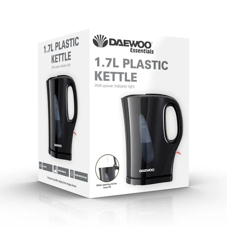 DAEWOO 1.7L BLACK PLASTIC KETTLE