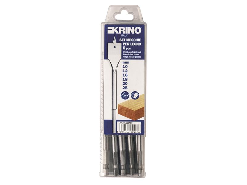 Krino Flat Wood Drill Bit Set, 6 Piece