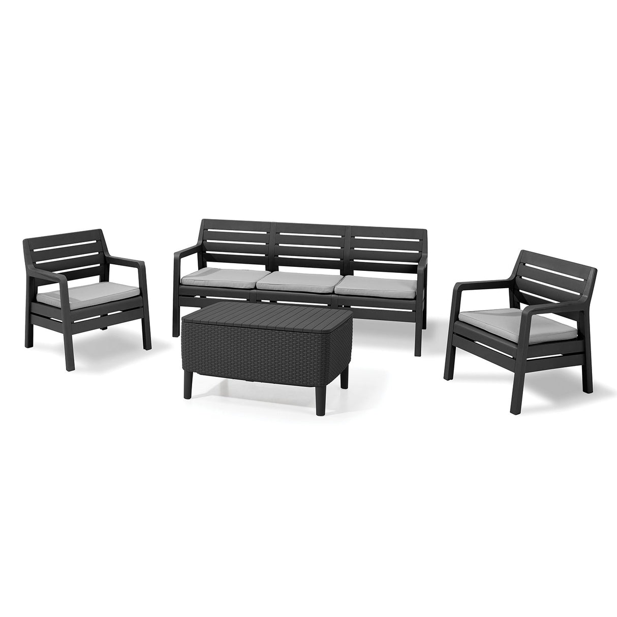 KETER DELANO 3 SEATER LOUNGE SET WITH SALEMO TABLE GRAPHITE