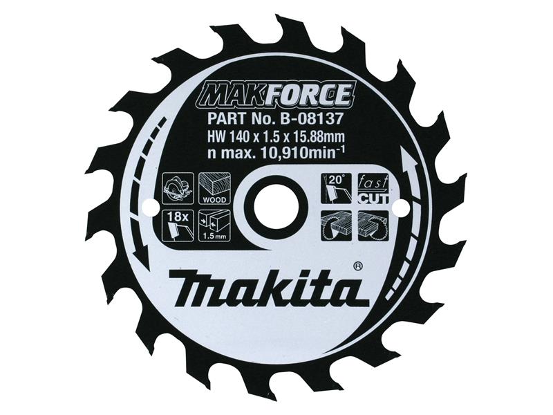 Makita B-08202 MAKFORCE TCT Circular Saw Blade 185 x 16mm x 16T