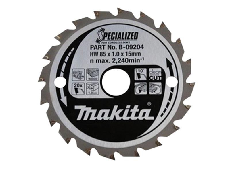 Makita B-09204 Specialized Wood Blade for Cordless Saws 85 x 15mm x 20T