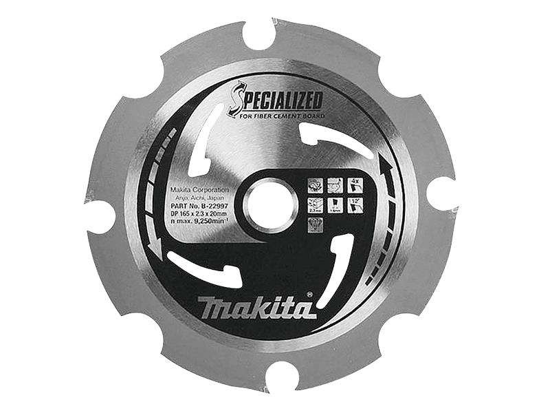 Makita B-22997 Specialized Blade for Fibre Cement Board 165 x 20mm x 4T