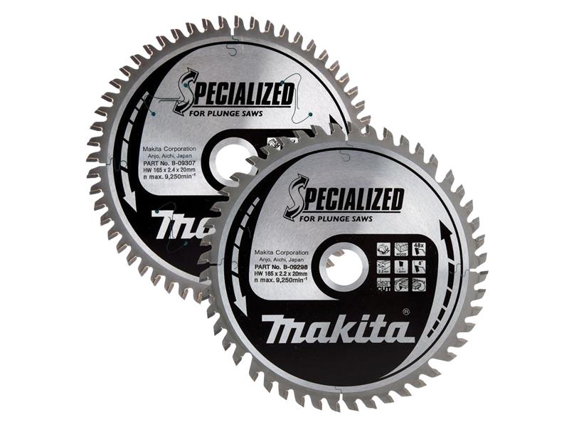 Makita B-49301 Specialized Plunge Cut Saw Blade 165 x 20mm x 48T/56T (Twin Pack)