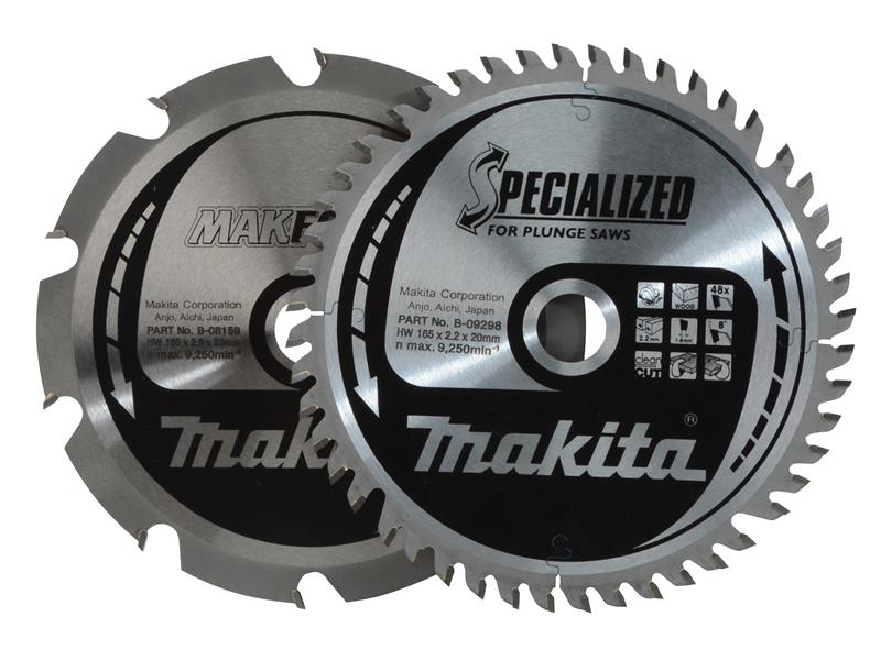 Makita B-49345 Specialized Plunge Cut Saw Blade 165 x 20mm x 10T/48T (Twin Pack)