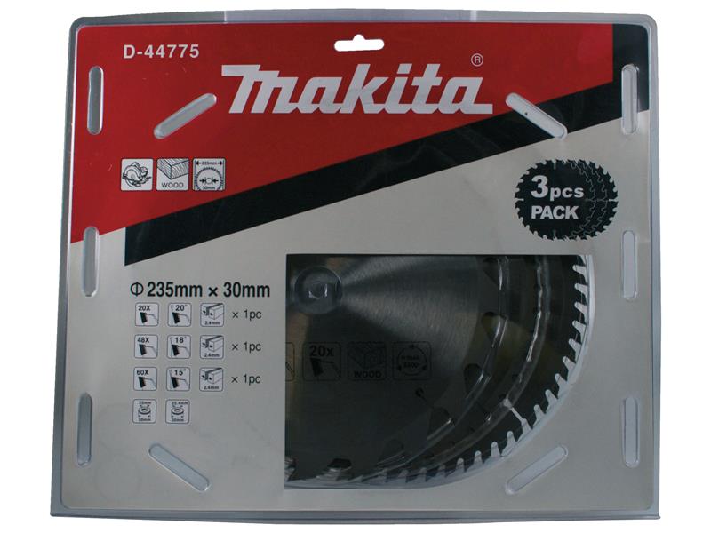 Makita D-44775 TCT Circular Saw Blade Triple Pack 235 x 30mm x 20/48/60T