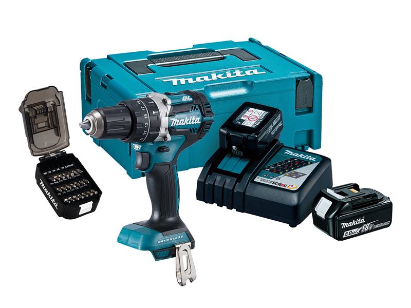 Makita DHP484TJX9 50th Anniversary LXT Brushless Combi Drill 18V 2 x 5.0Ah Li-ion