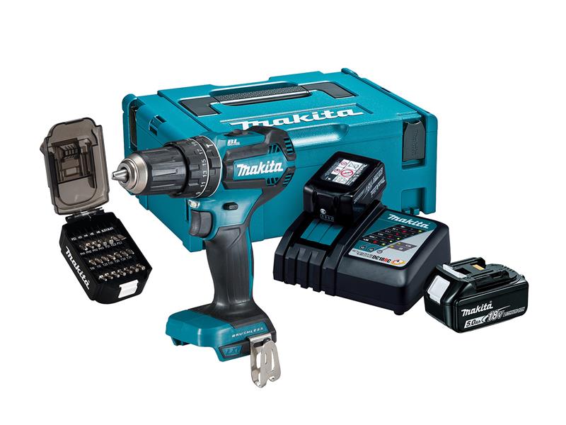 Makita DHP485TJX8 50th Anniversary LXT Brushless Combi Drill 18V 2 x 5.0Ah Li-ion