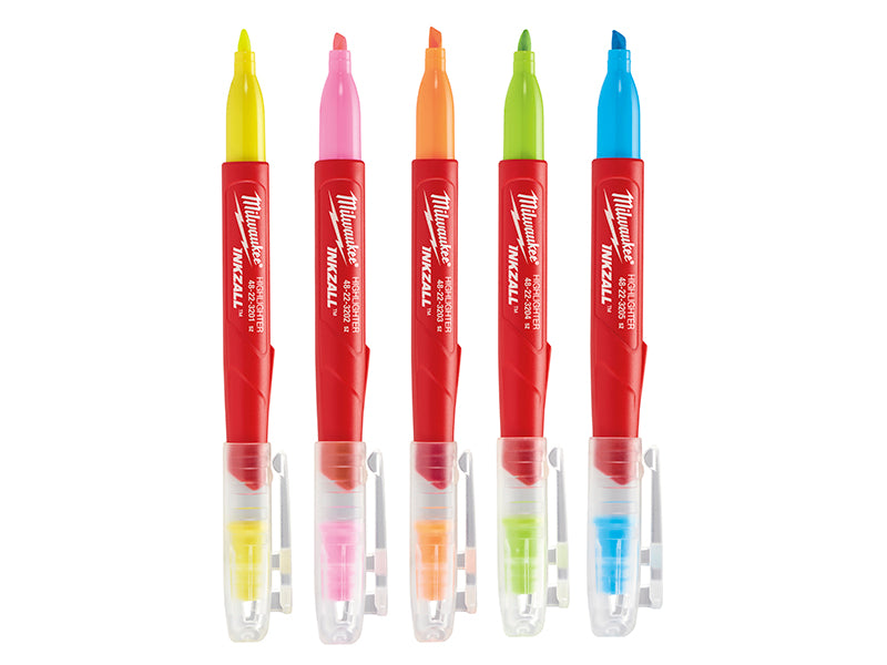 Milwaukee Hand Tools INKZALL™ Highlighter Assorted Colours (Pack  5)