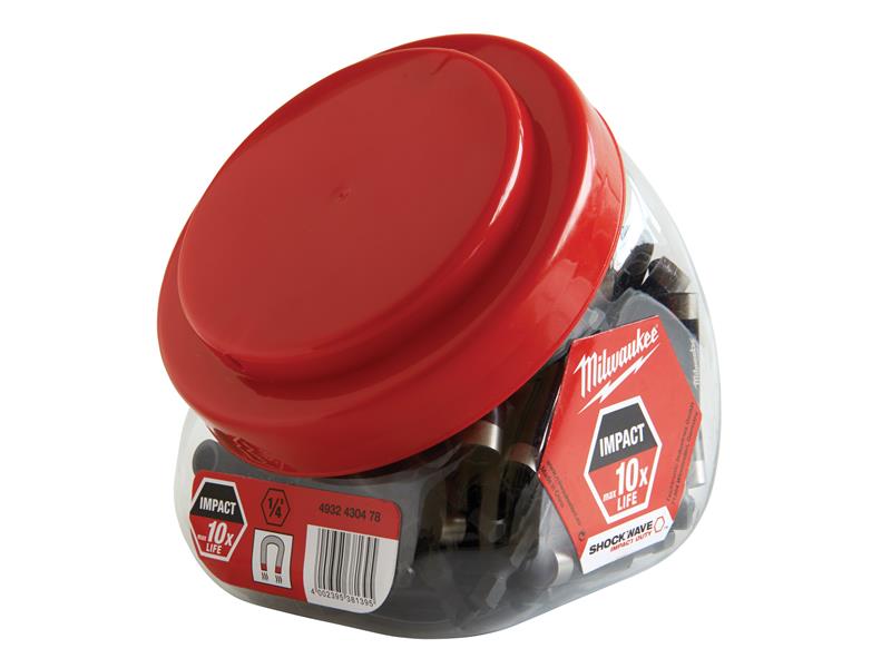 Milwaukee Power Tools SHOCKWAVE™ Magnetic Bit Holder 60mm (Jar of 100)