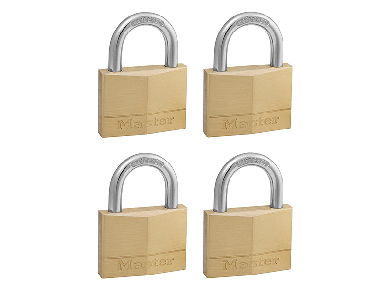 Master Lock Solid Brass 50mm Padlock 5-Pin - Keyed Alike x 4