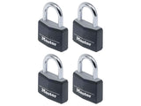 Master Lock Aluminium Black Vinyl Cover 40mm Padlock 4-Pin - Keyed Alike x 4