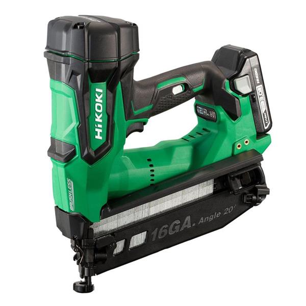 HIKOKI ANGLED FINISH NAILER 18V 16GA C/W 2 X BATTERY
