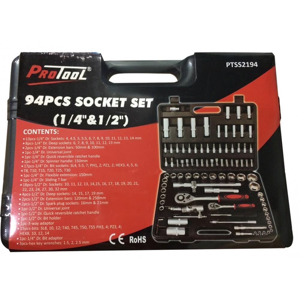 PROTOOL 94 PIECE 1/2'' & 1/4'' SOCKET SET
