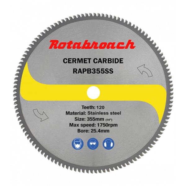 ROTABROACH STAINLESS STEEL CERMET BLADE 355MM X 25.4MM X 120T