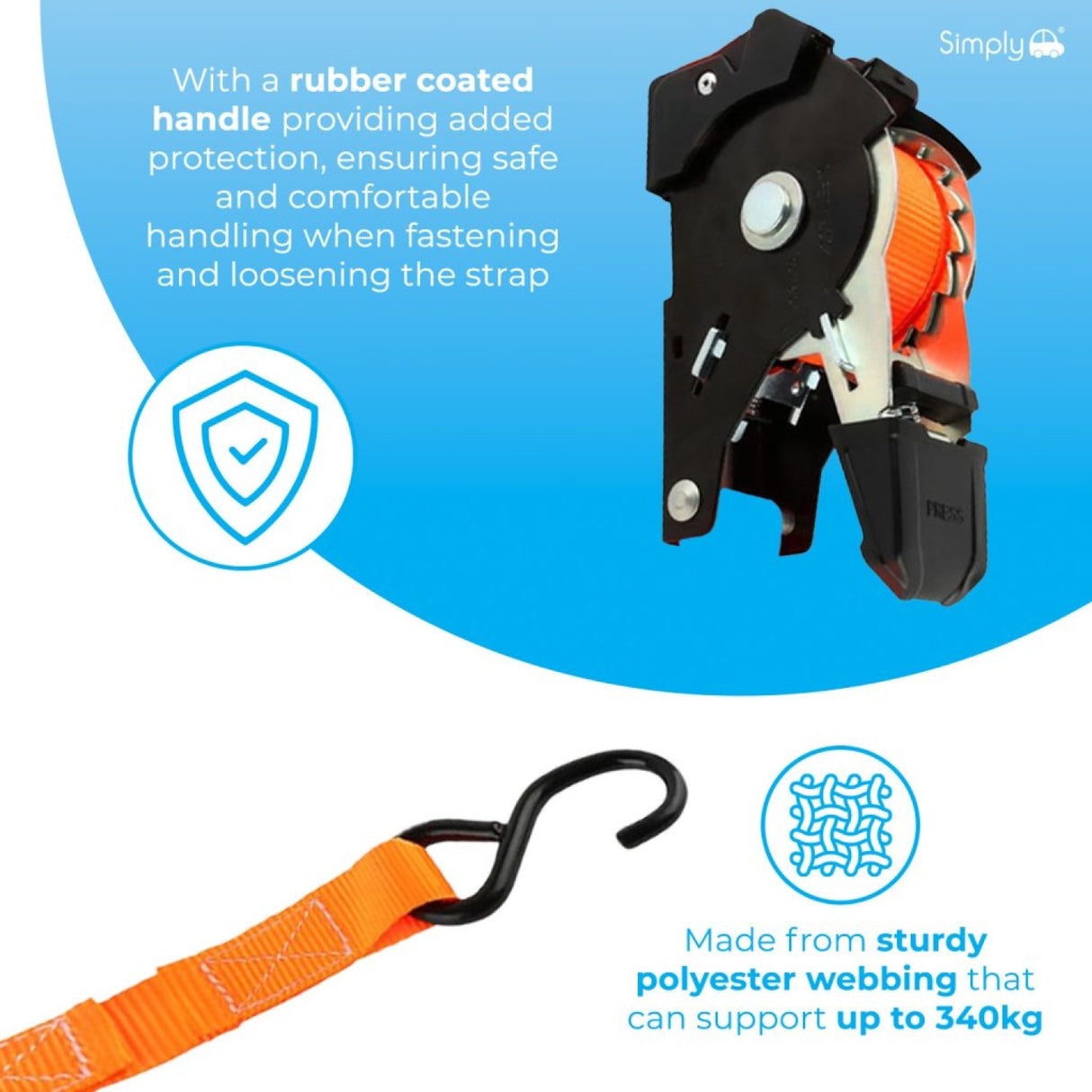 SIMPLY AUTO 3.6M AUTOMATIC RATCHET TIE DOWN