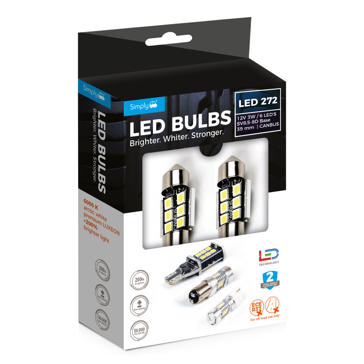 SIMPLY 272 6 LED WHITE CANBUS NUMBER PLATE LIGHT BULB