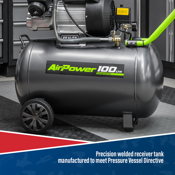 SEALEY 100L V TWIN DIRECT DRIVE AIR COMPRESSOR