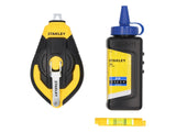 STANLEY 3:1 CHALK LINE SET ( CHALK LINE, BLUE CHALK & LEVEL )