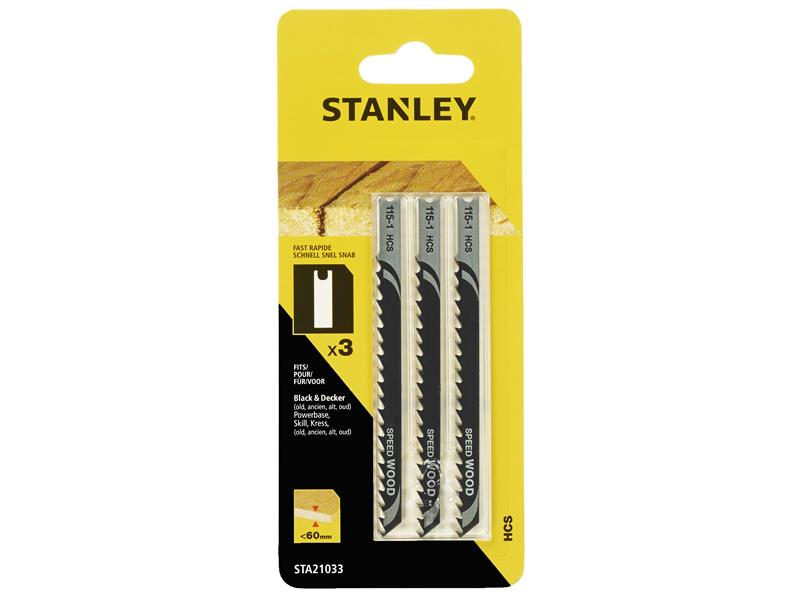 STANLEY® HCS Fast Cutting Wood Jigsaw Blades (Pack 3)
