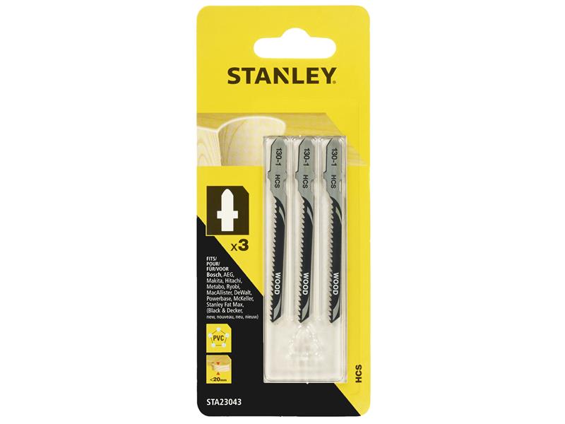STANLEY® HCS Curved Wood T-Shank Jigsaw Blade (Pack 3)