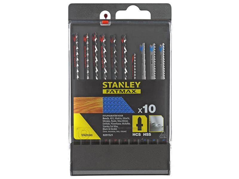 STANLEY® FatMax® Mixed T-Shank Jigsaw Blade Set, 10 Piece