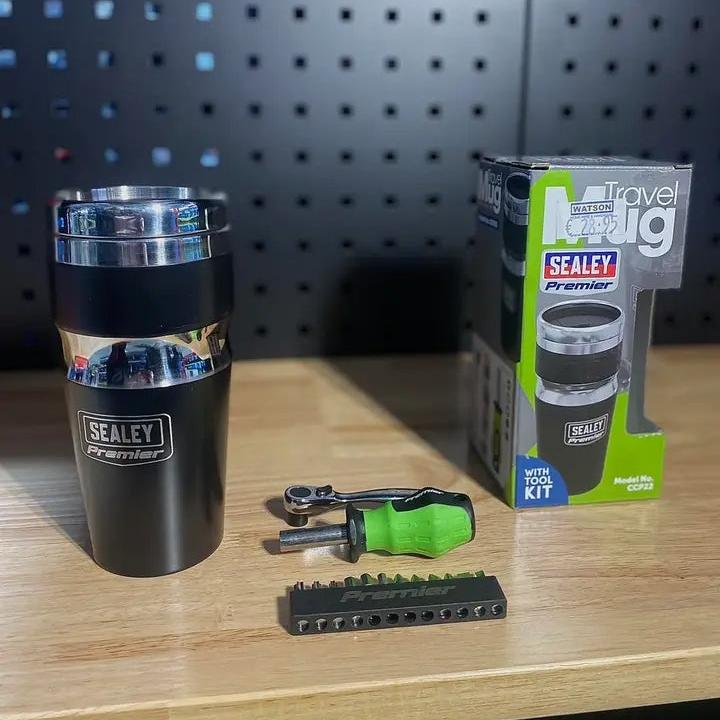 SEALEY PREMIER TRAVEL MUG WITH TOOL KIT