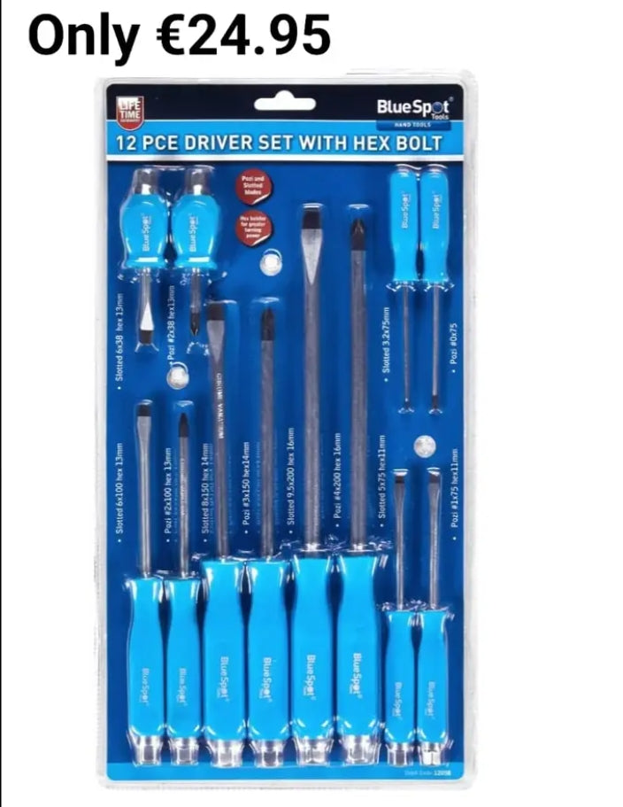 BlueSpot Tools Hex Drive Screwdriver Set,12 Piece