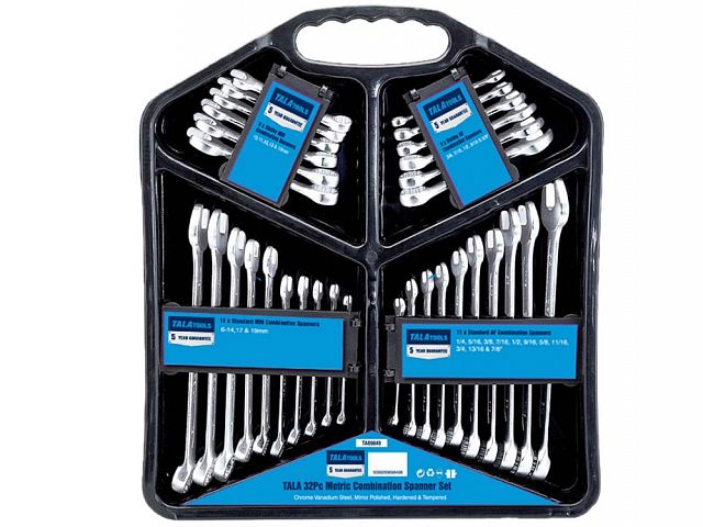 TALA 32PCE METRIC IMPERIAL COMBINATION SPANNER SET