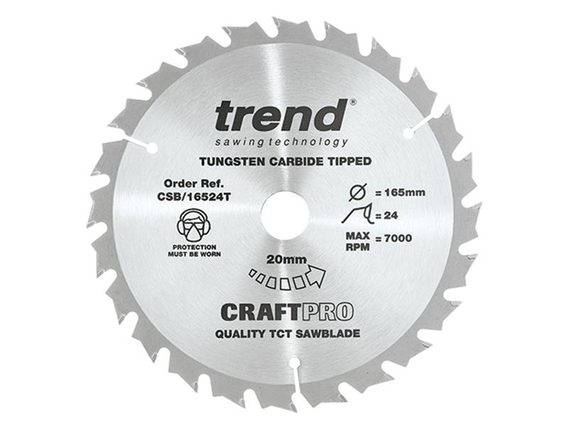 Trend CSB/16524T Craft Pro Thin Kerf Saw Blade 165 x 20mm x 24T