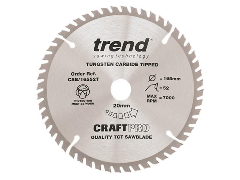 Trend CSB/16552T CraftPro Thin Kerf Saw Blade 165 x 20mm x 52T