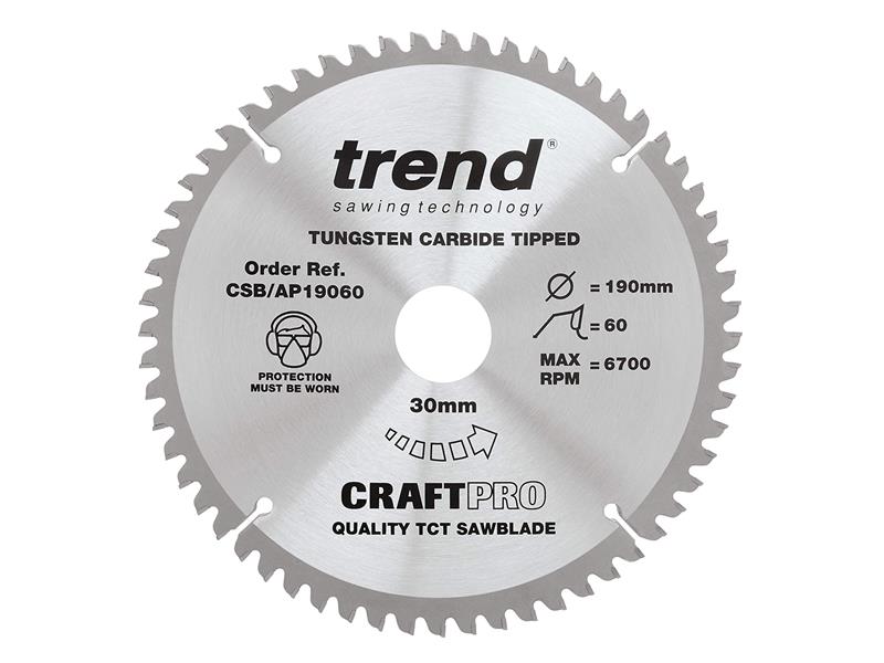 Trend CSB/AP19060 Craft Pro Saw Blade for Aluminium & Plastic 190 x 30mm x 60T