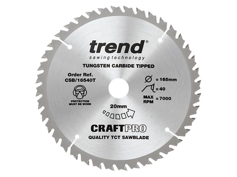 Trend CSB/16540T CraftPro Thin Kerf Saw Blade 165 x 20mm x 40T