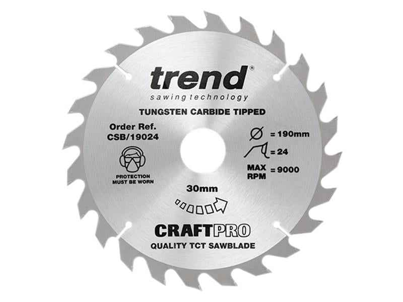 Trend CSB/19024 CraftPro Circular Saw Blade 190 x 30mm x 24T