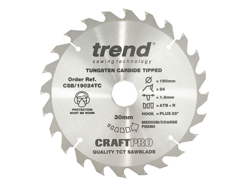 Trend CSB/19024TC CraftPro Cordless Saw Blade 190 x 30mm x 24T