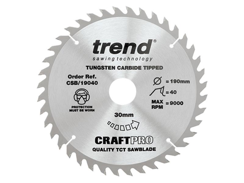 Trend CSB/19040 CraftPro Circular Saw Blade 190 x 30mm x 40T