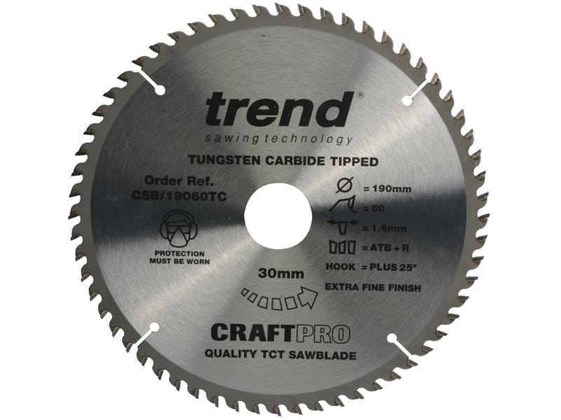 Trend CSB/19060TC CraftPro Cordless Saw Blade 190 x 30mm x 60T